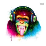 Œuvre murale colorée avec un singe au style moderne