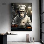 Tableau Singe Cuisinier décoratif