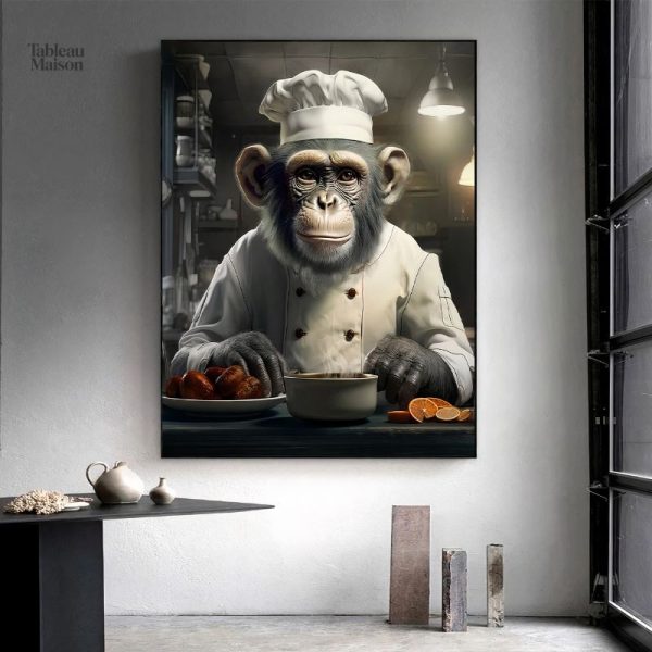 Tableau Singe Cuisinier décoratif