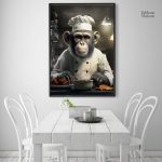 Tableau humoristique de singe en cuisine