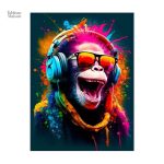Décoration murale singe DJ, style amusant et contemporain