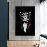 Art mural singe en costume chic et amusant