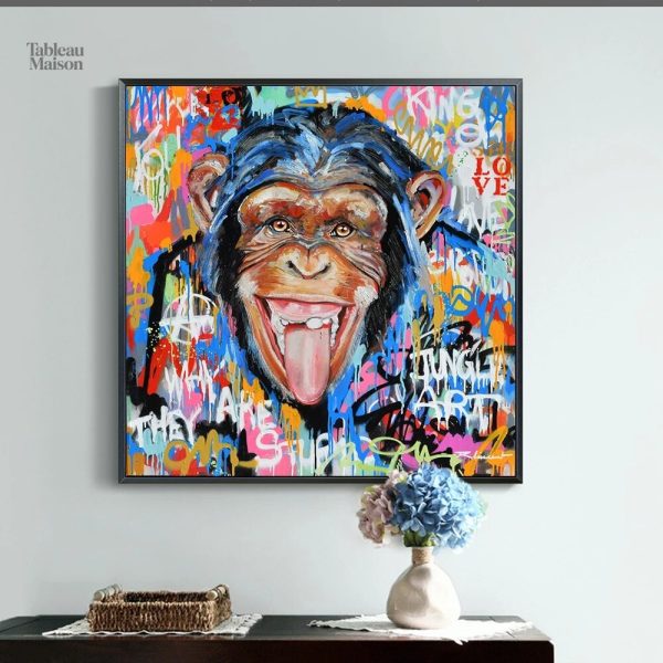 Tableau graffiti singe coloré et moderne