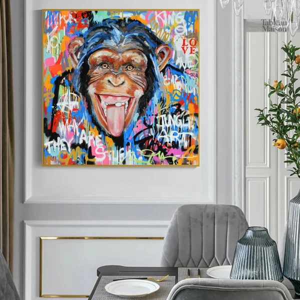 Singe artistique sur toile avec effets urbains