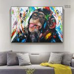 Tableau singe grimace artistique et coloré
