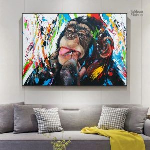 Tableau singe grimace artistique et coloré