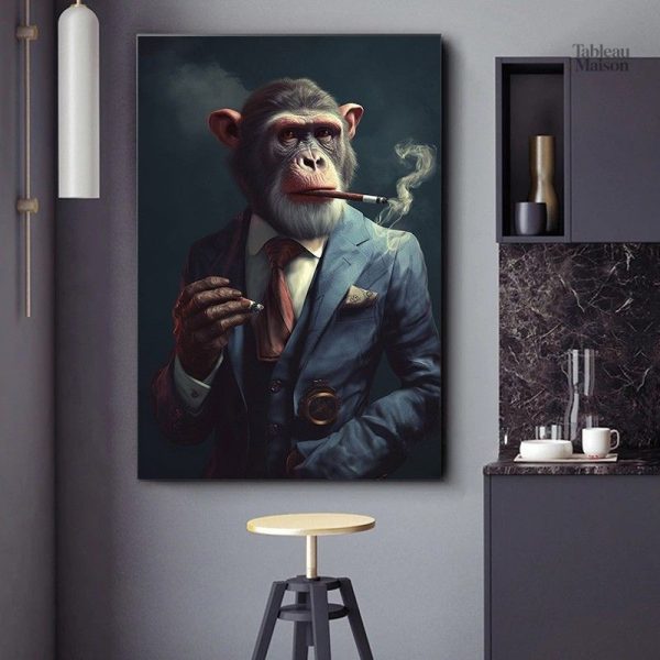 Tableau Singe Homme d'Affaires en style contemporain