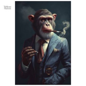 Œuvre originale représentant un singe businessman dynamique