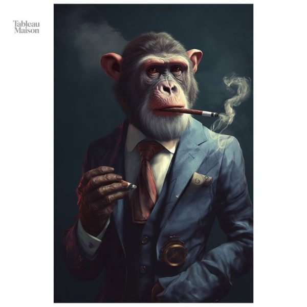 Œuvre originale représentant un singe businessman dynamique