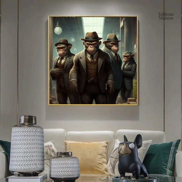 Tableau singe mafia, œuvre artistique humoristique