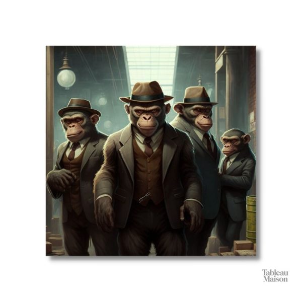 Représentation d'un singe au style mafieux en tableau décoratif
