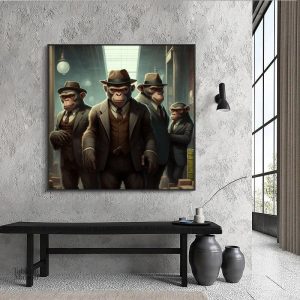 Illustration originale d'un singe dans un thème mafieux