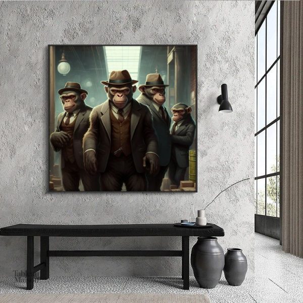 Illustration originale d'un singe dans un thème mafieux