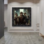 Tableau artistique singe inspiré par l'univers mafieux