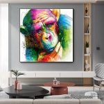 Tableau multicolore représentant un singe artistique