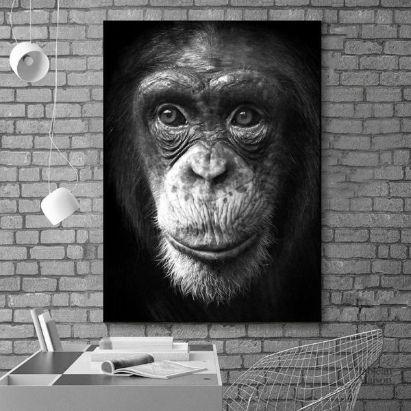 Illustration artistique de singe en monochrome moderne