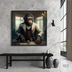 Tableau singe poker coloré et amusant pour décoration murale