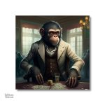 Singe jouant aux cartes dans une ambiance ludique
