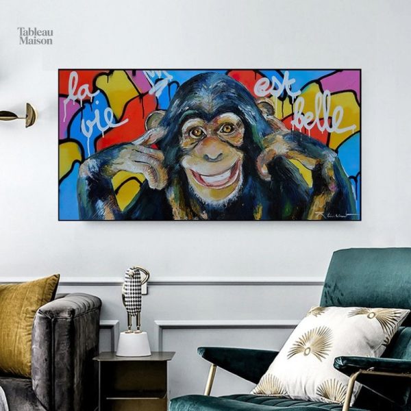 Tableau singe pop art coloré et moderne