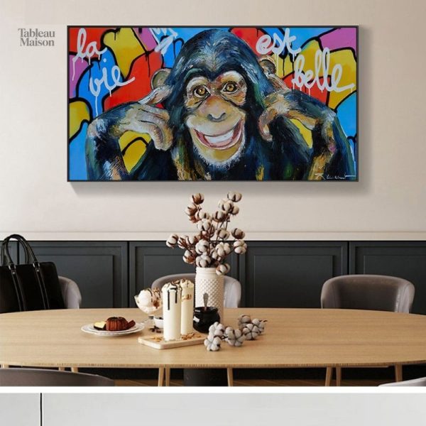 Tableau artistique représentant un singe en pop art