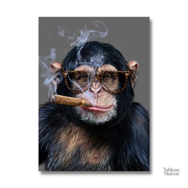 Art mural singe fumeur, une pièce décorative unique