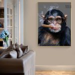Singe en train de fumer, tableau coloré et moderne