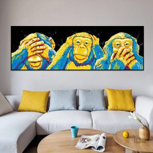 Tableau représentant un singe sourd, muet et aveugle