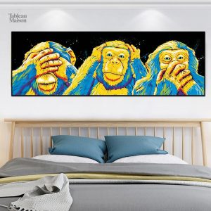 Tableau artistique d'un singe évoquant le silence et la cécité