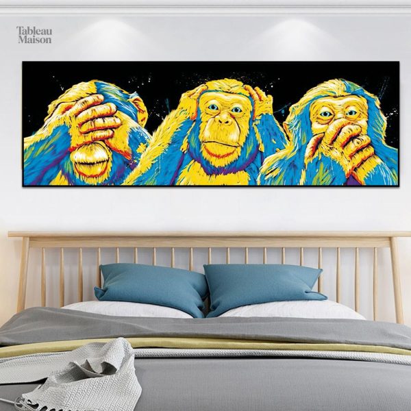 Tableau artistique d'un singe évoquant le silence et la cécité
