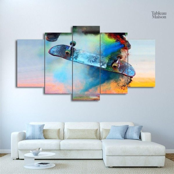 Tableau coloré de skateboard avec motifs vibrants