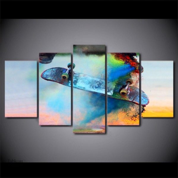 Art mural coloré inspiré du skate, design dynamique et moderne