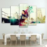 Tableau psychédélique de skateur, art mural vibrant