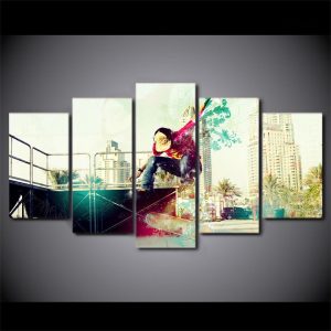 Tableau moderne représentant un skateur dans un style psychédélique