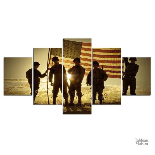 Tableau évoquant des figures militaires historiques et conquérantes