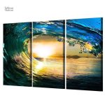 Illustration moderne de soleil et vagues, ambiance sereine