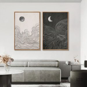 Tableau abstrait Soleil et Lune