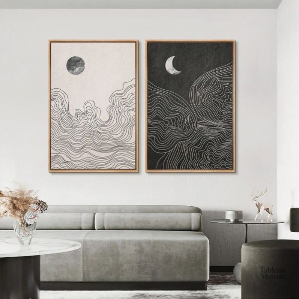 Tableau abstrait Soleil et Lune