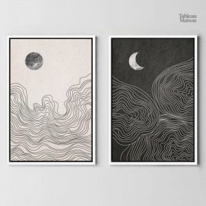 Illustration abstraite de l'équilibre entre Soleil et Lune