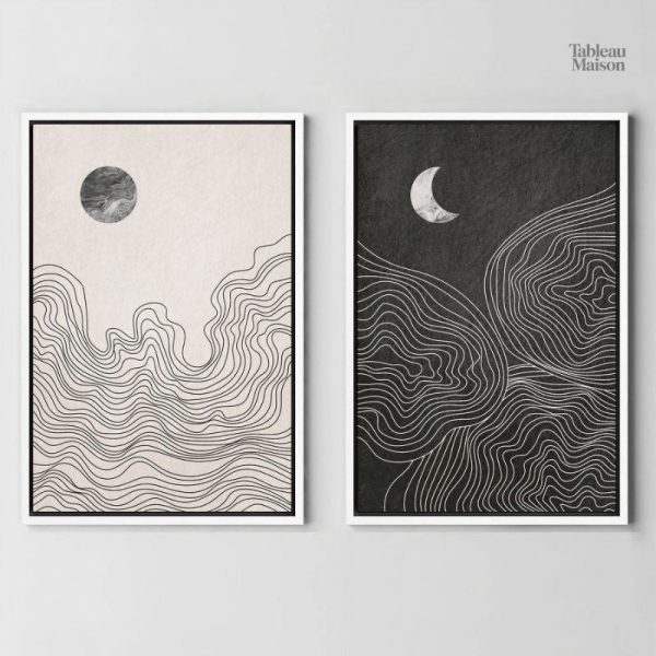 Illustration abstraite de l'équilibre entre Soleil et Lune