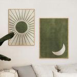 Tableau minimaliste représentant le soleil et la lune