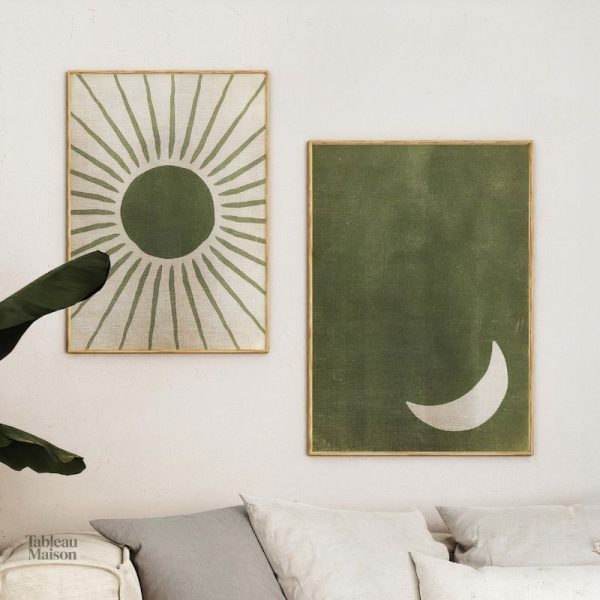 Tableau minimaliste représentant le soleil et la lune