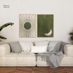 Décor mural avec design épuré soleil et lune