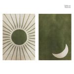 Art mural vert inspiré par le soleil et la lune