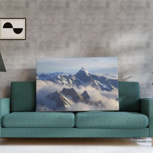 Tableau sommet de montagne avec paysage alpin