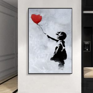 Art mural de style urbain mettant en avant un ballon rouge