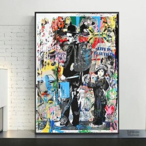 Oeuvre murale inspirée de Charlie Chaplin