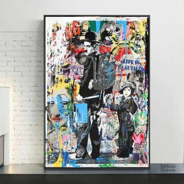 Oeuvre murale inspirée de Charlie Chaplin