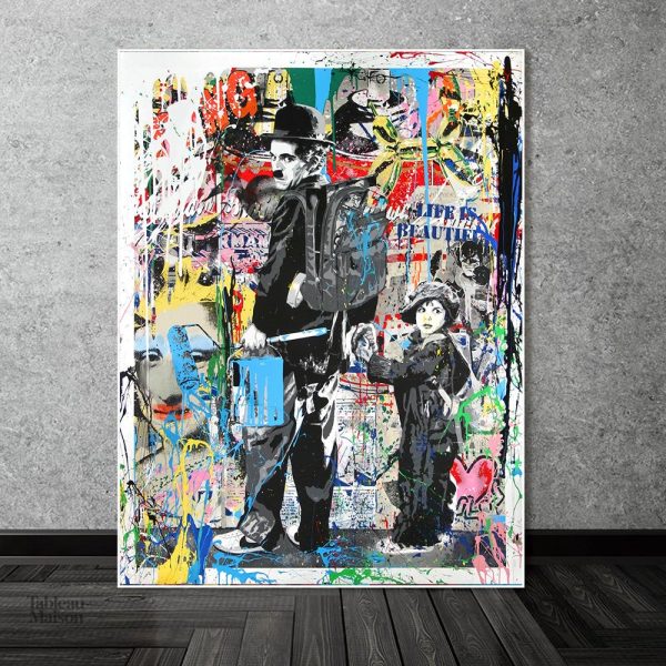 Tableau contemporain sur le thème de Charlie Chaplin