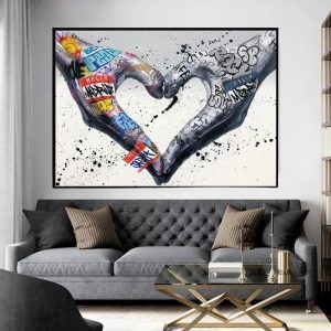 Tableau Street Art Cœur, œuvre moderne et colorée