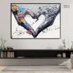 Art mural cœur, style street art contemporain